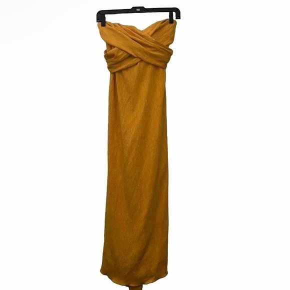 JOHANNA ORTIZ Luna Miel Dress Midi Yellow Sz 6 Strapless Convertible Wrap NWT - Picture 9 of 15